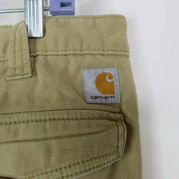 Carhartt Cargo Shorts Mens 36x10 Relaxed Fit Dark Khaki Canvas Pockets - Picture 3 of 10